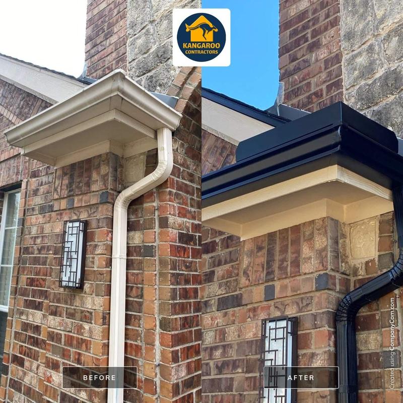 before and after of gutters on a home